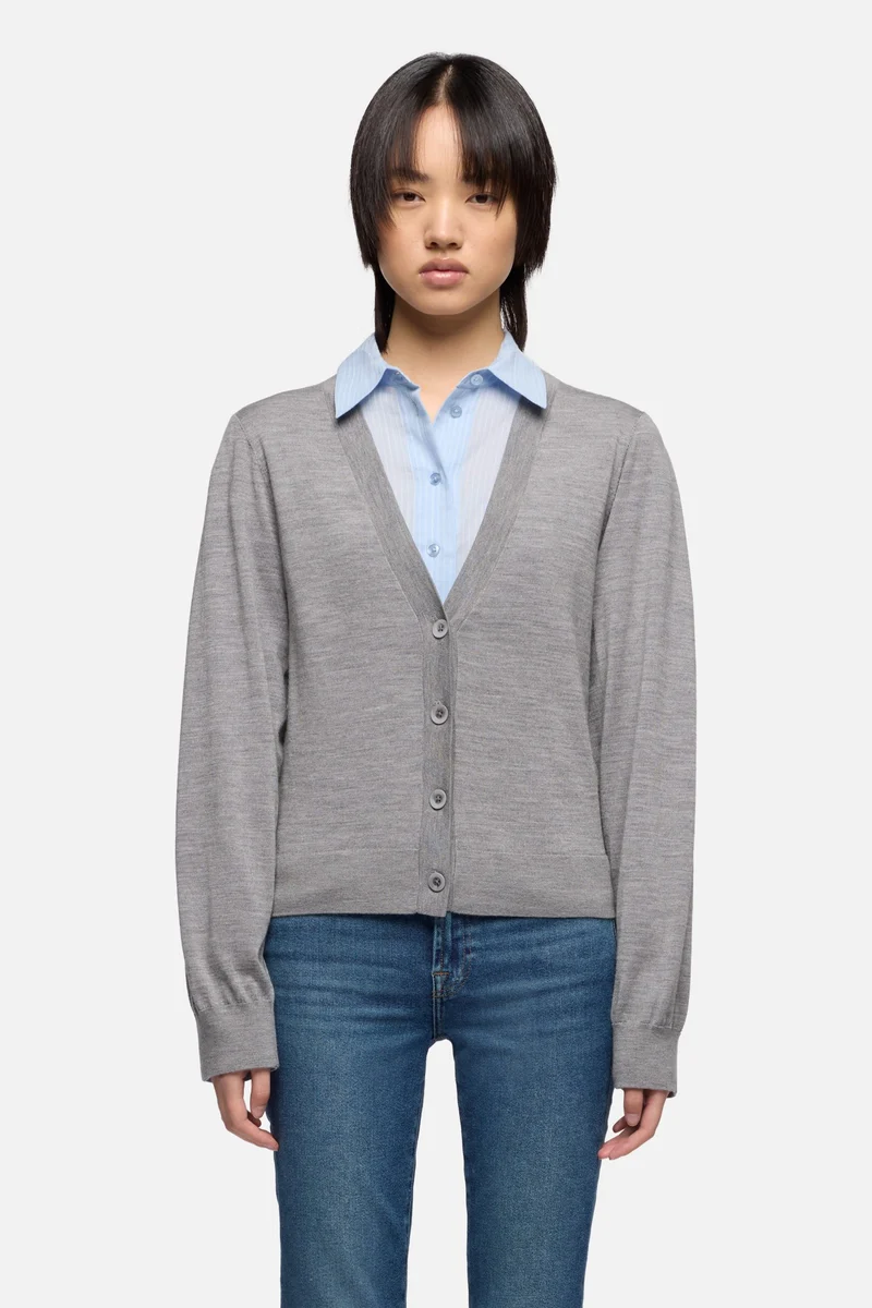 Wool Cardigan in Slate