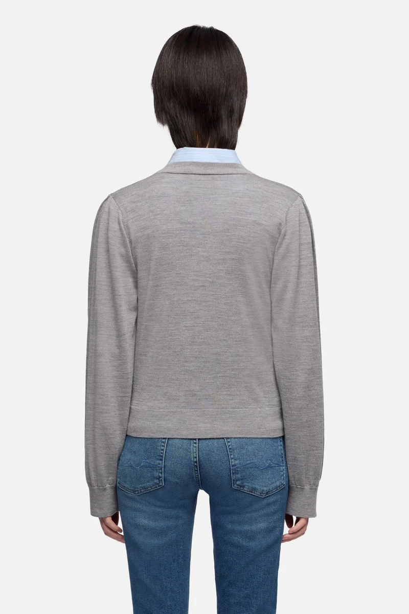 Wool Cardigan in Slate