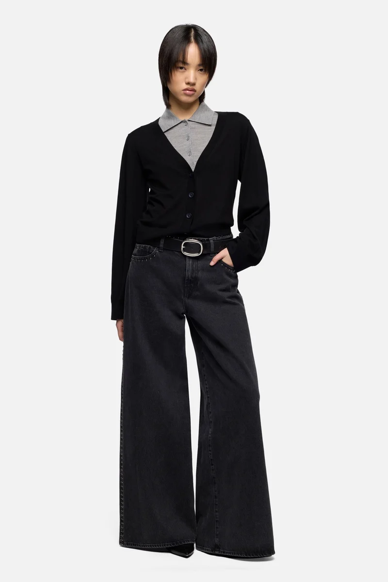 Wool Cardigan in Black