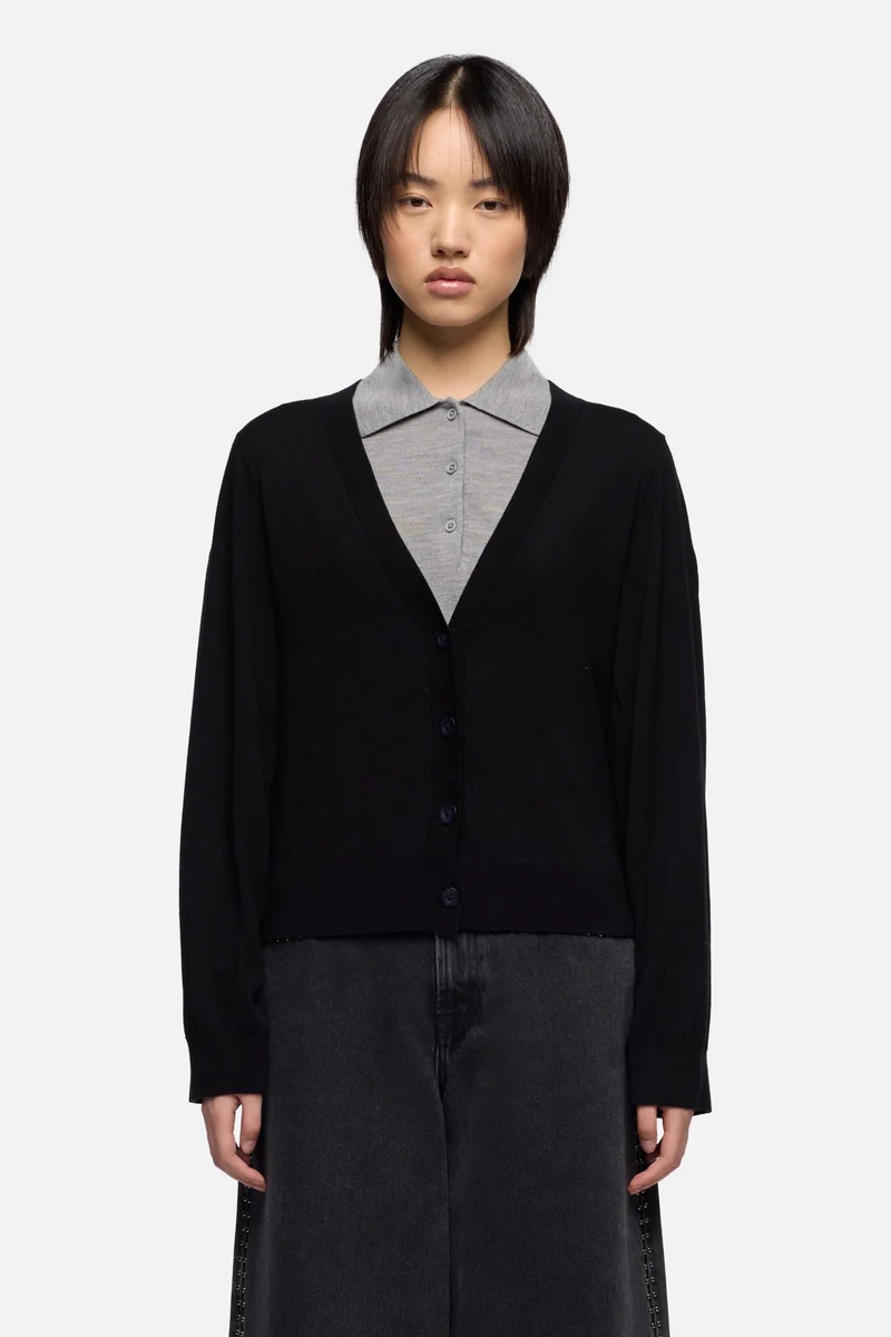 Wool Cardigan in Black