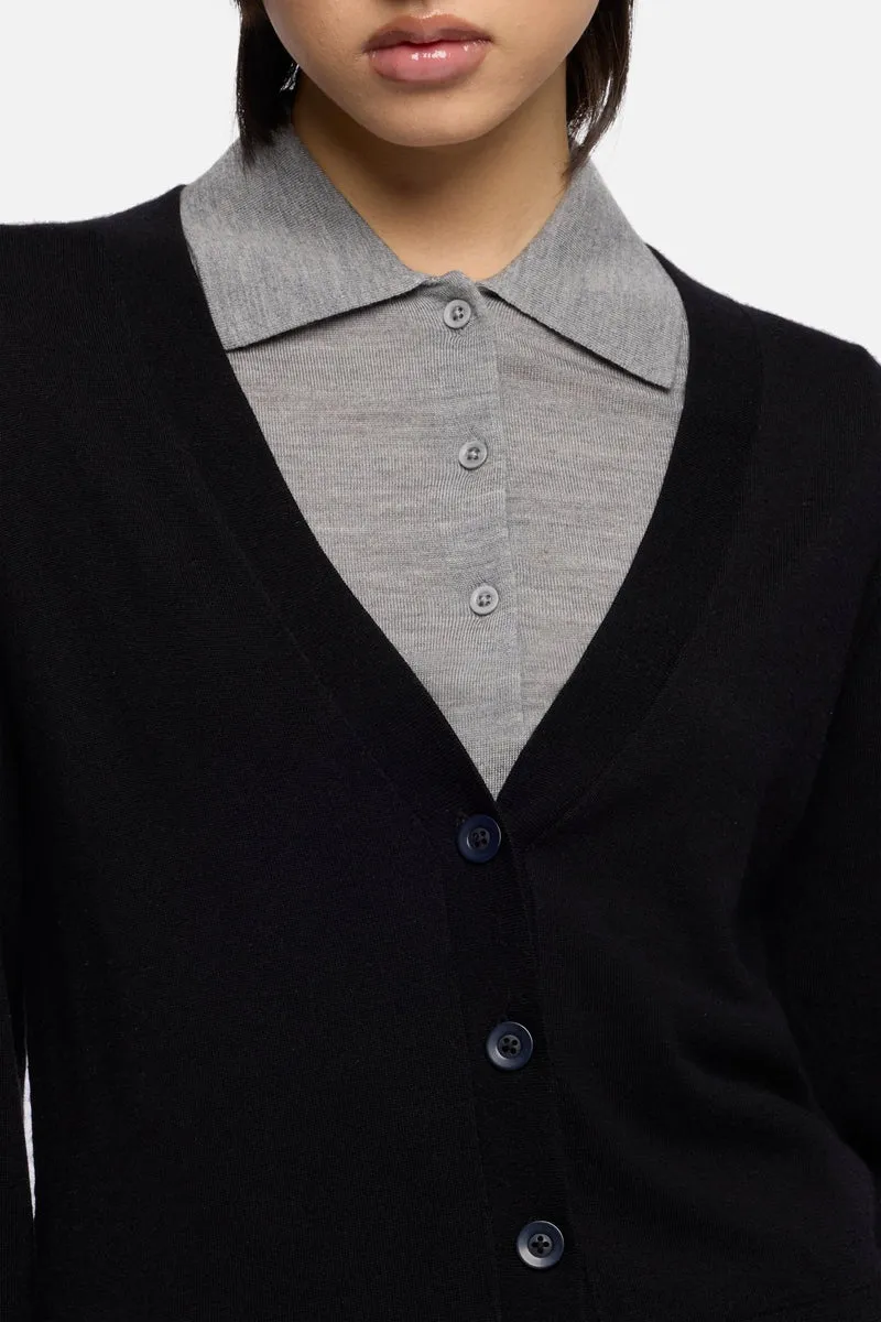 Wool Cardigan in Black