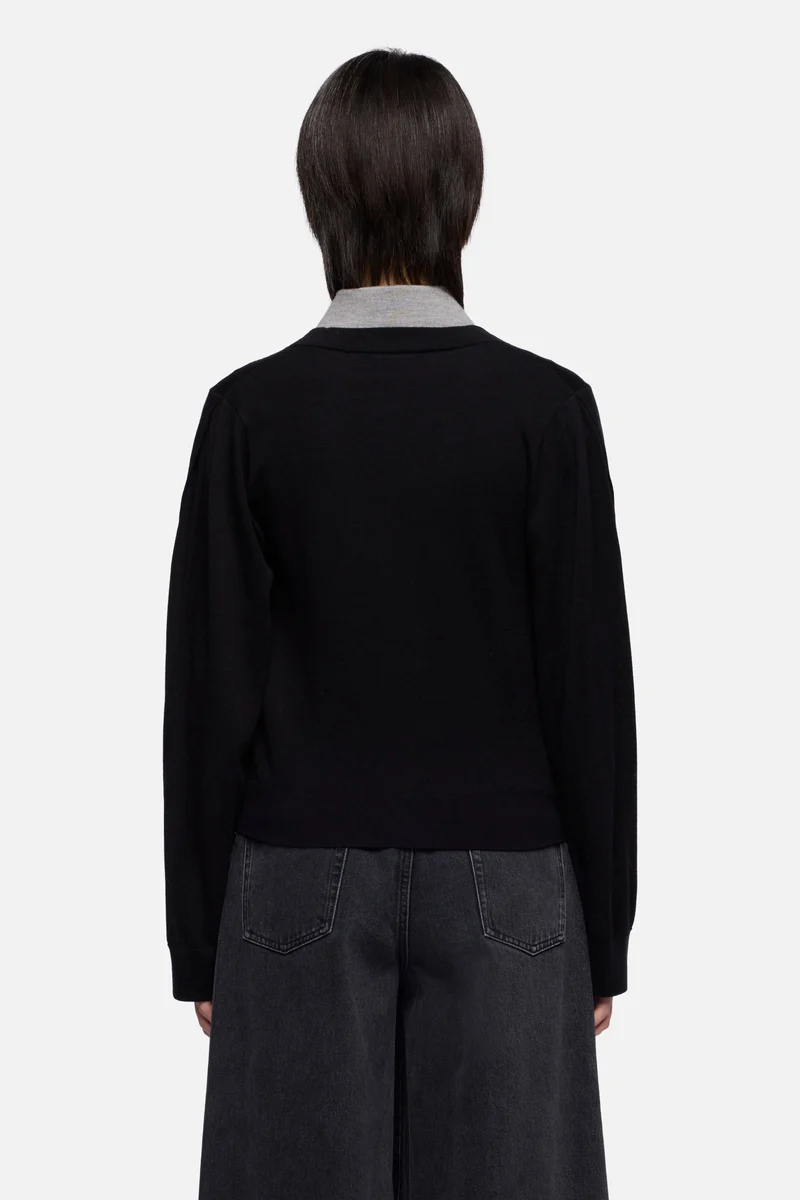 Wool Cardigan in Black