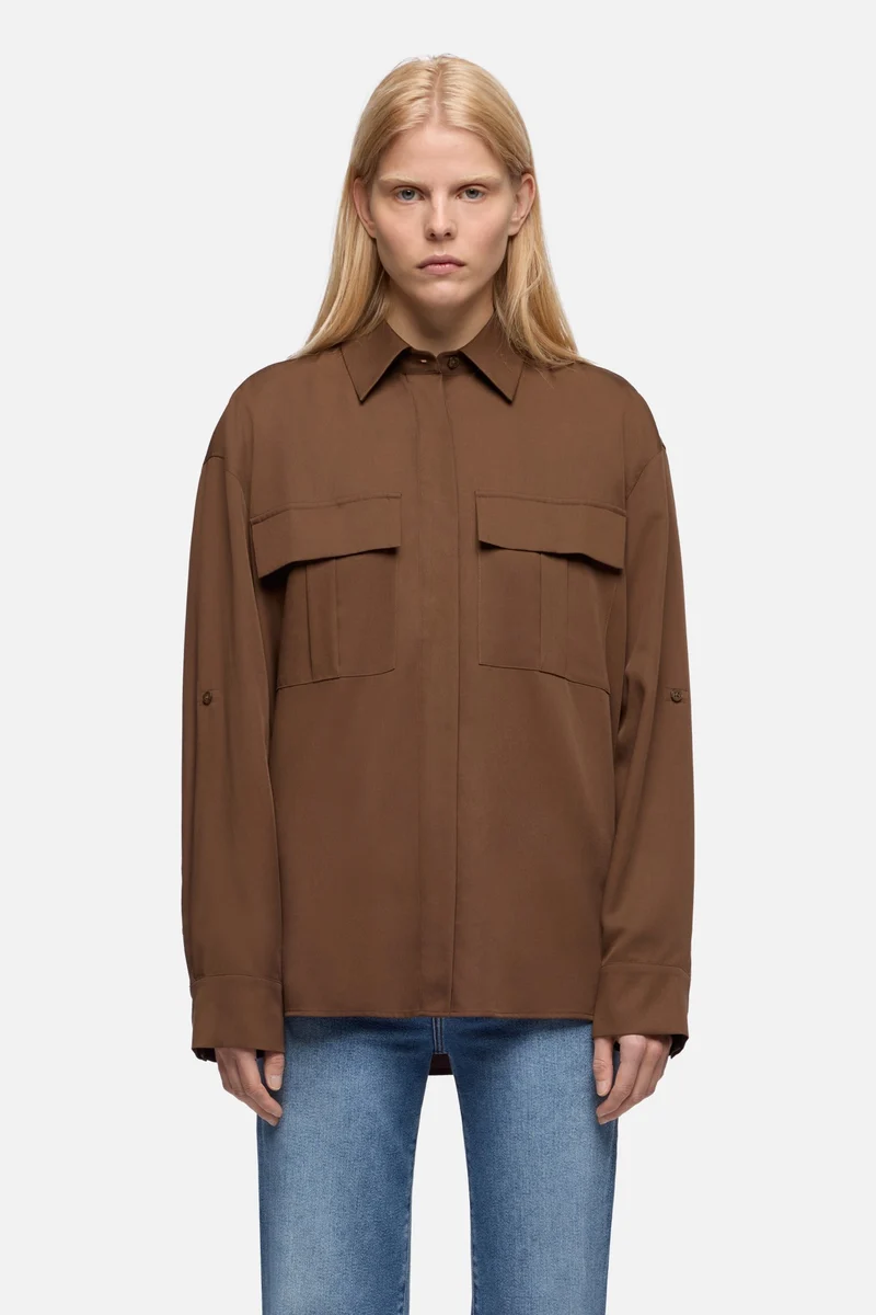 Lyocell Utility Shirt in Cocoa