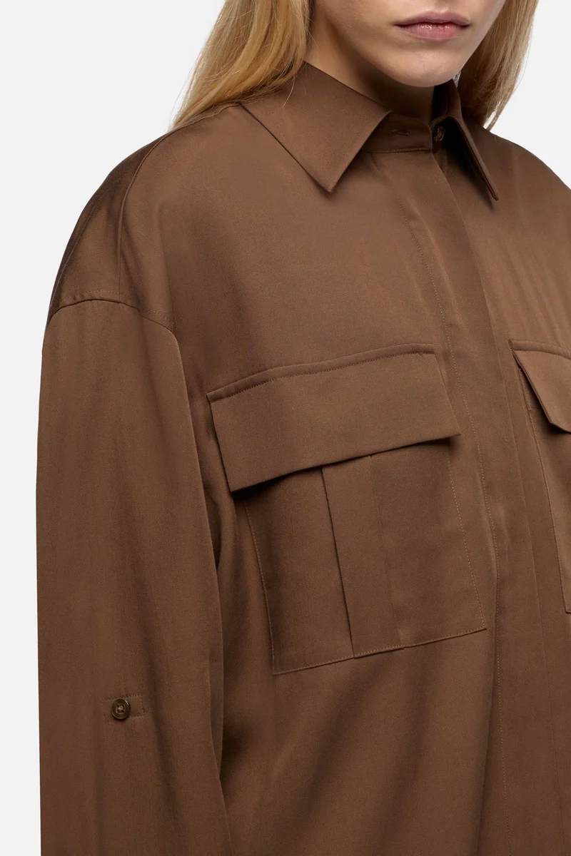 Lyocell Utility Shirt in Cocoa