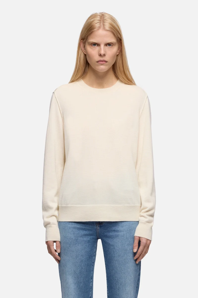 Cashmere Crewneck Sweater in Ice White