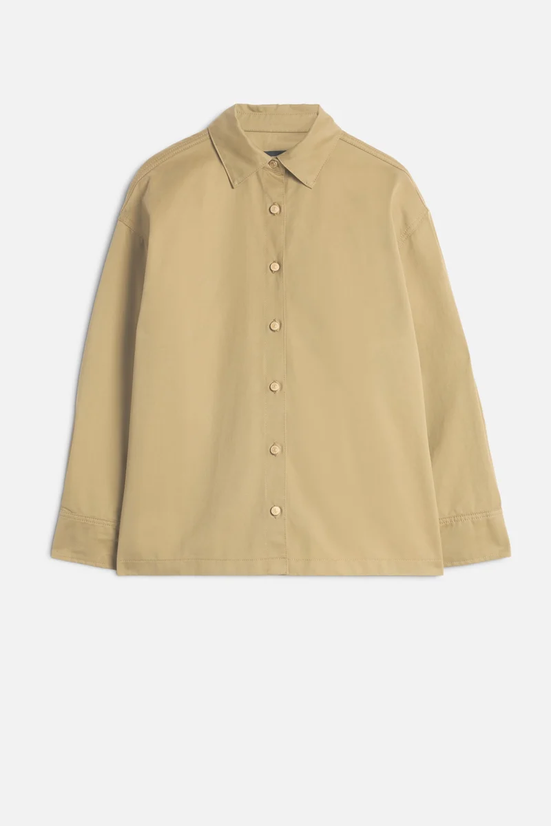 Comfort Twill Pleated Overshirt in Sand Storm