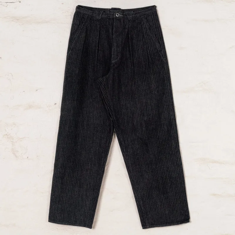 Pleat Denim Trousers HBT Denim Schwarz