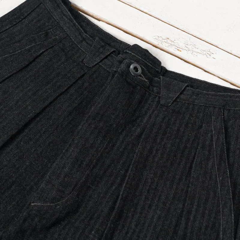 Pleat Denim Trousers HBT Denim Schwarz
