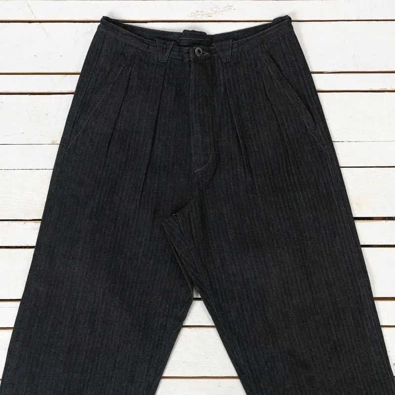 Pleat Denim Trousers HBT Denim Schwarz