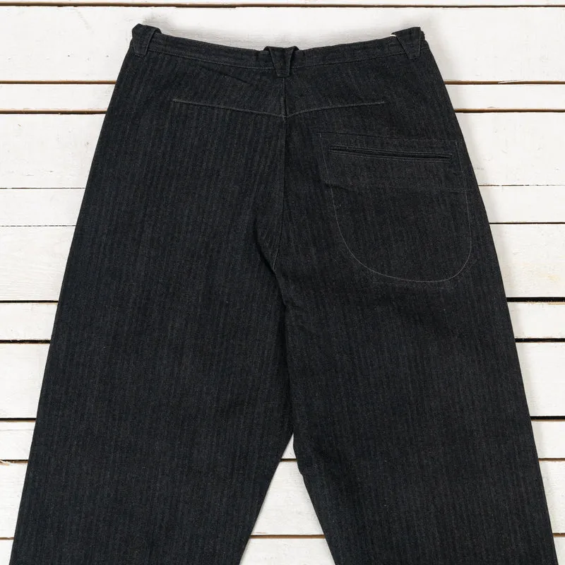 Pleat Denim Trousers HBT Denim Schwarz