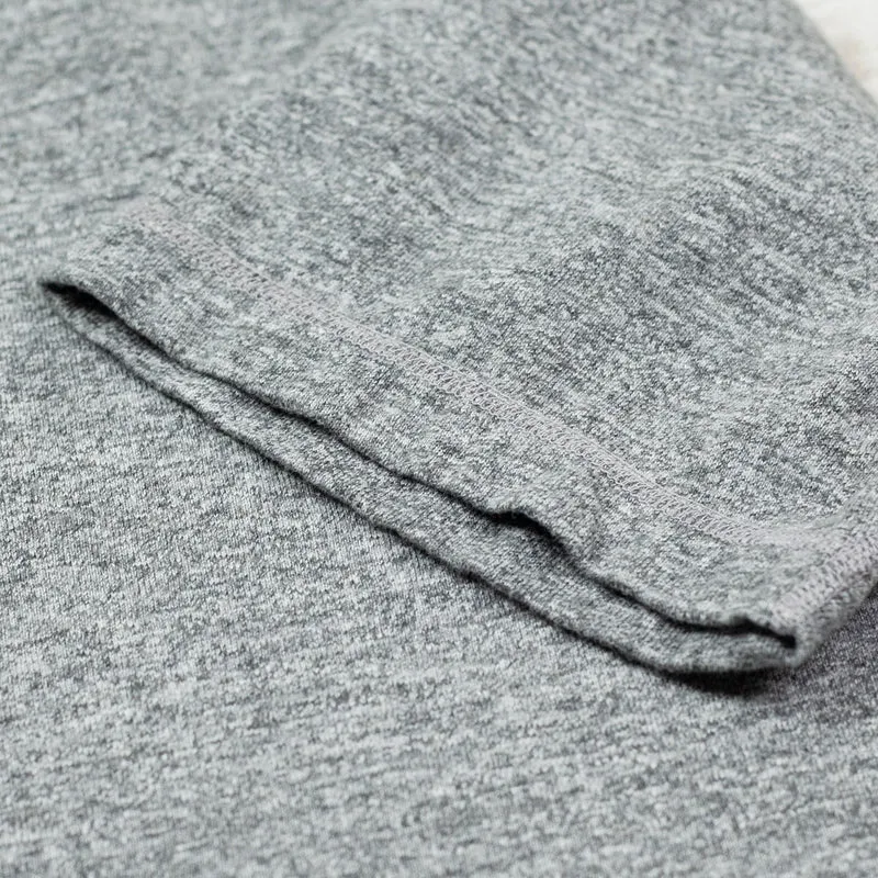 Slub Yarn Henley Neck T-Shirt Graumeliert