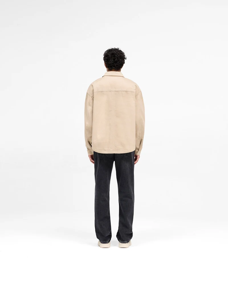 Cotton Zip Through Shirt - Beige
