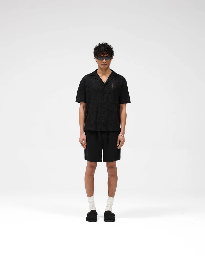 All Over Crochet Shirt - Jet Black