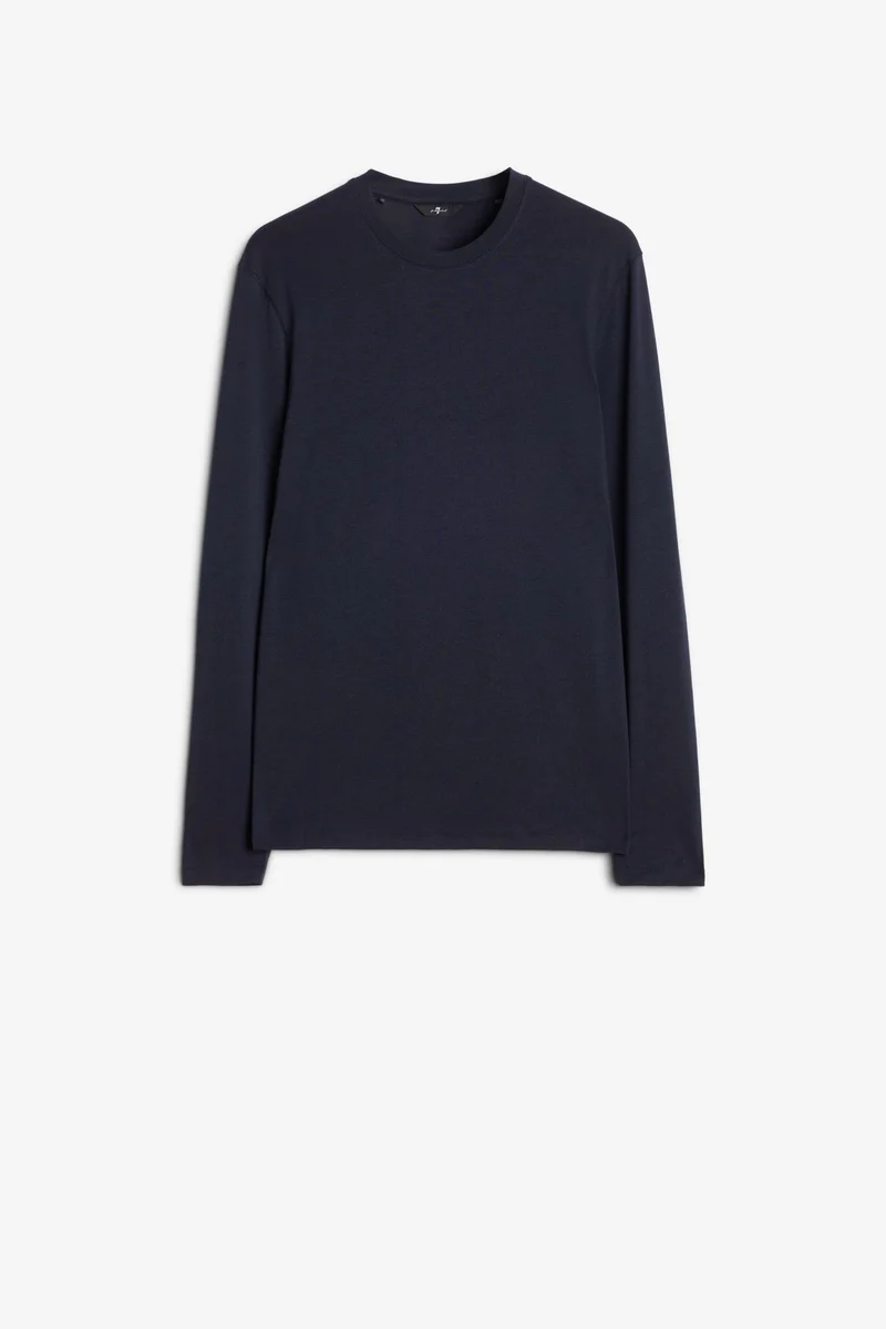CREWNECK LONG SLEEVE TEE in Lyocell Navy