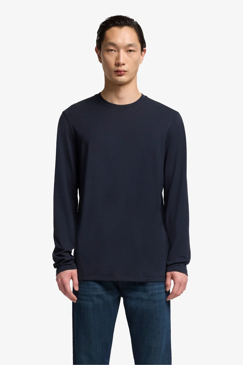 CREWNECK LONG SLEEVE TEE in Lyocell Navy