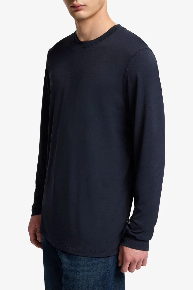 CREWNECK LONG SLEEVE TEE in Lyocell Navy