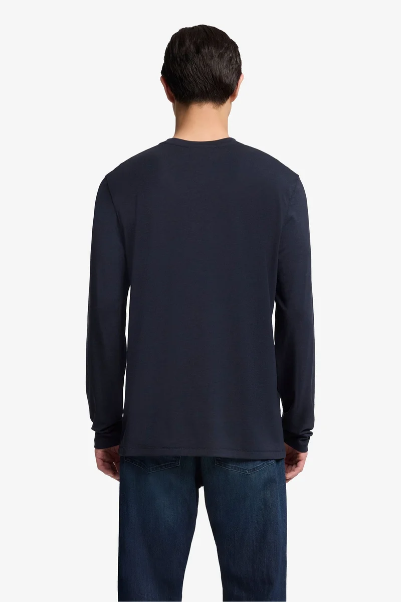 CREWNECK LONG SLEEVE TEE in Lyocell Navy