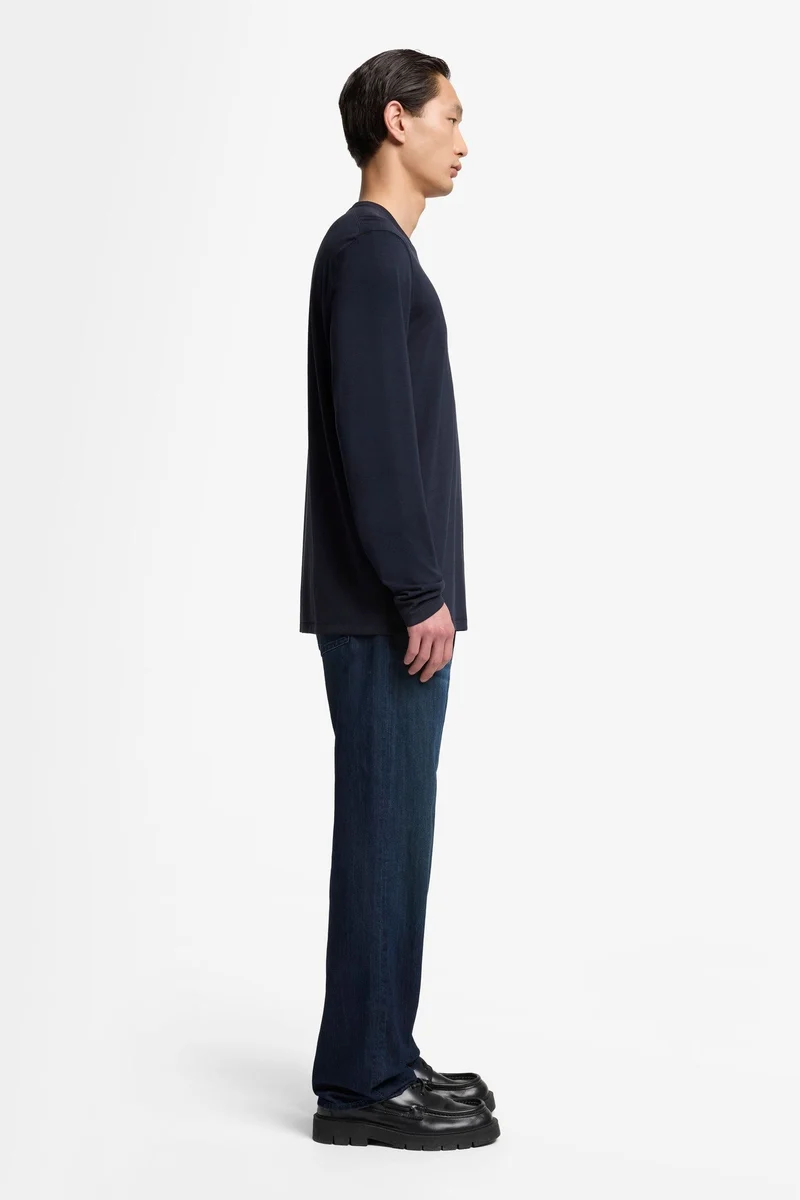 CREWNECK LONG SLEEVE TEE in Lyocell Navy