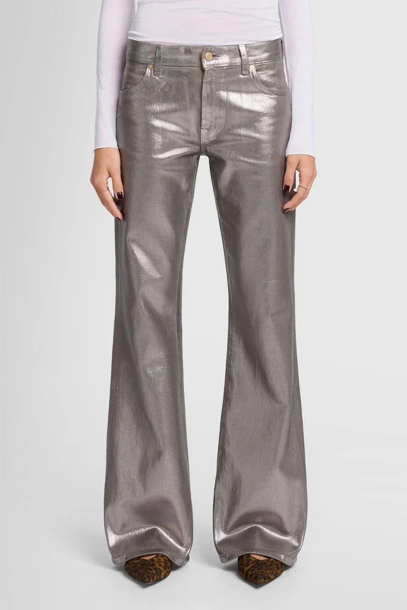 SPENCER FLARE in Coated Denim Champagne