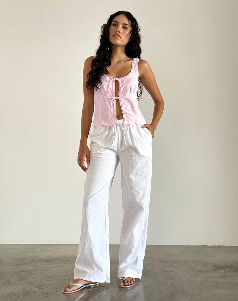 Esau Tie Front Top in Hellrosa Private Slub
