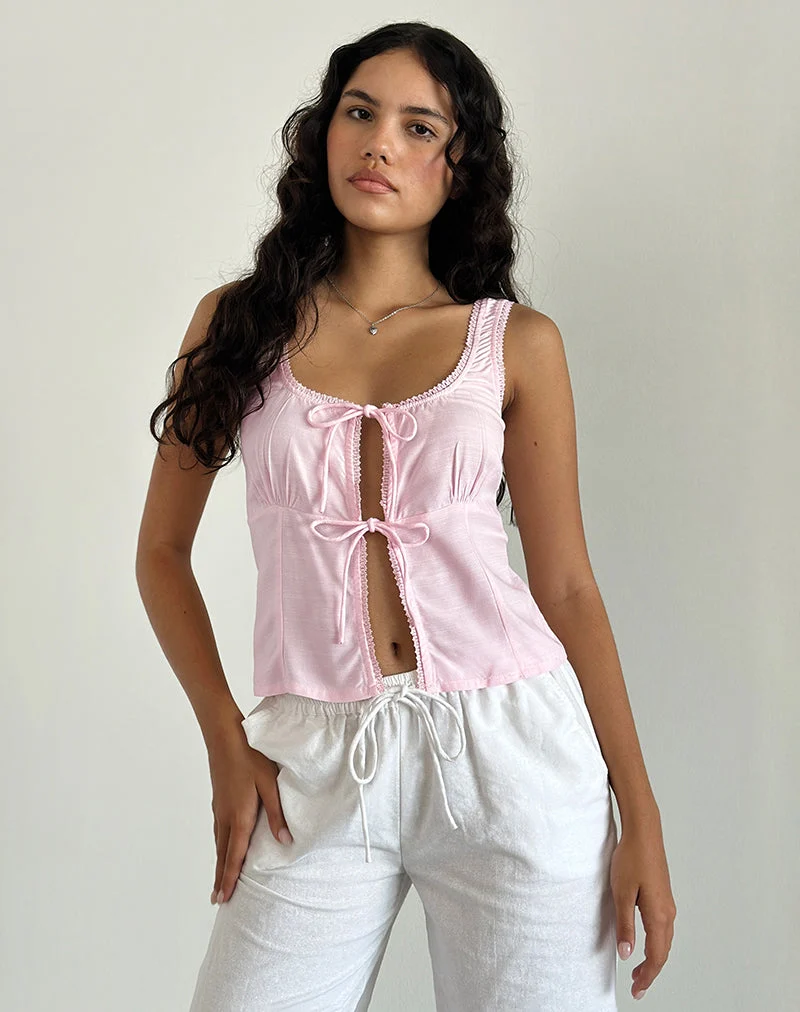 Esau Tie Front Top in Hellrosa Private Slub