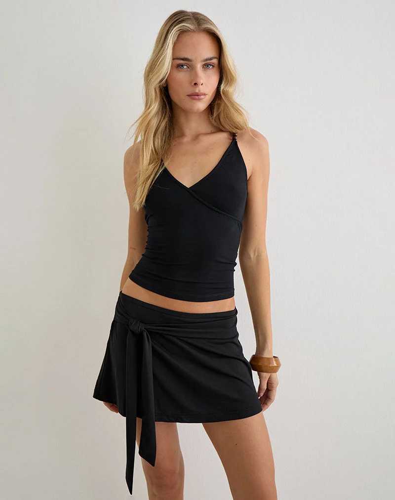 Grecia Tie Minirock aus Cupro, schwarz