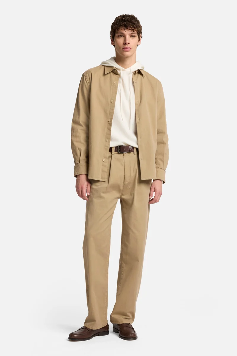 Comfort Twill Pleated Trouser In Silver Mink