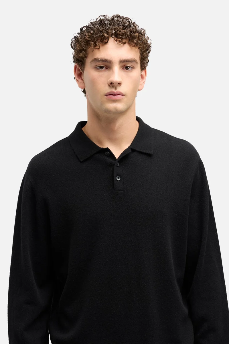 Cashmere Polo Sweater In Coal