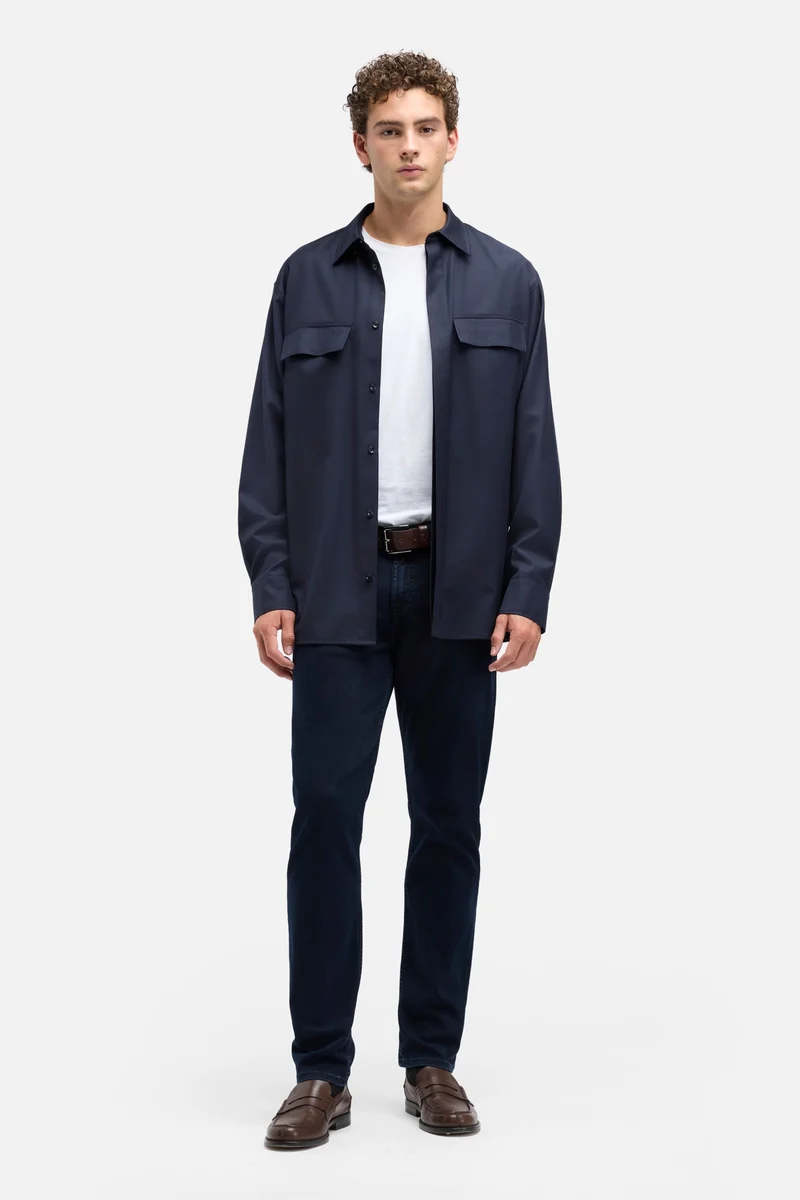 Fluid Overshirt In Navy