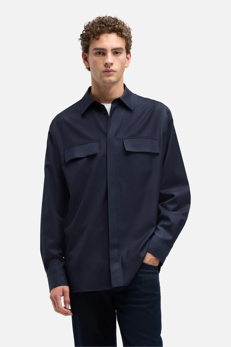 Fluid Overshirt In Navy