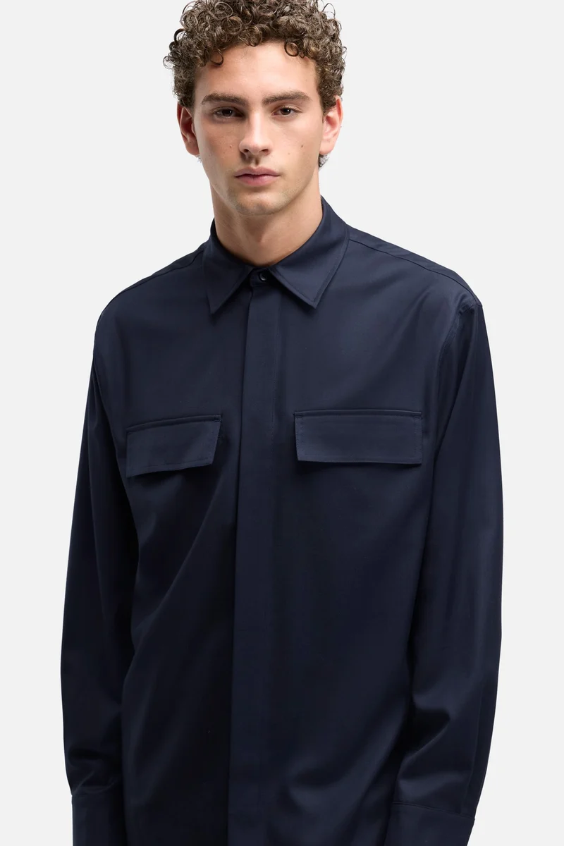 Fluid Overshirt In Navy