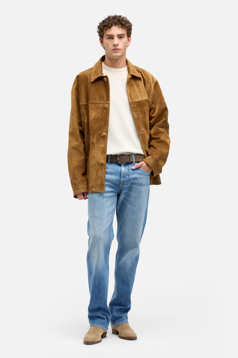 Suede Long Jacket In Tobacco
