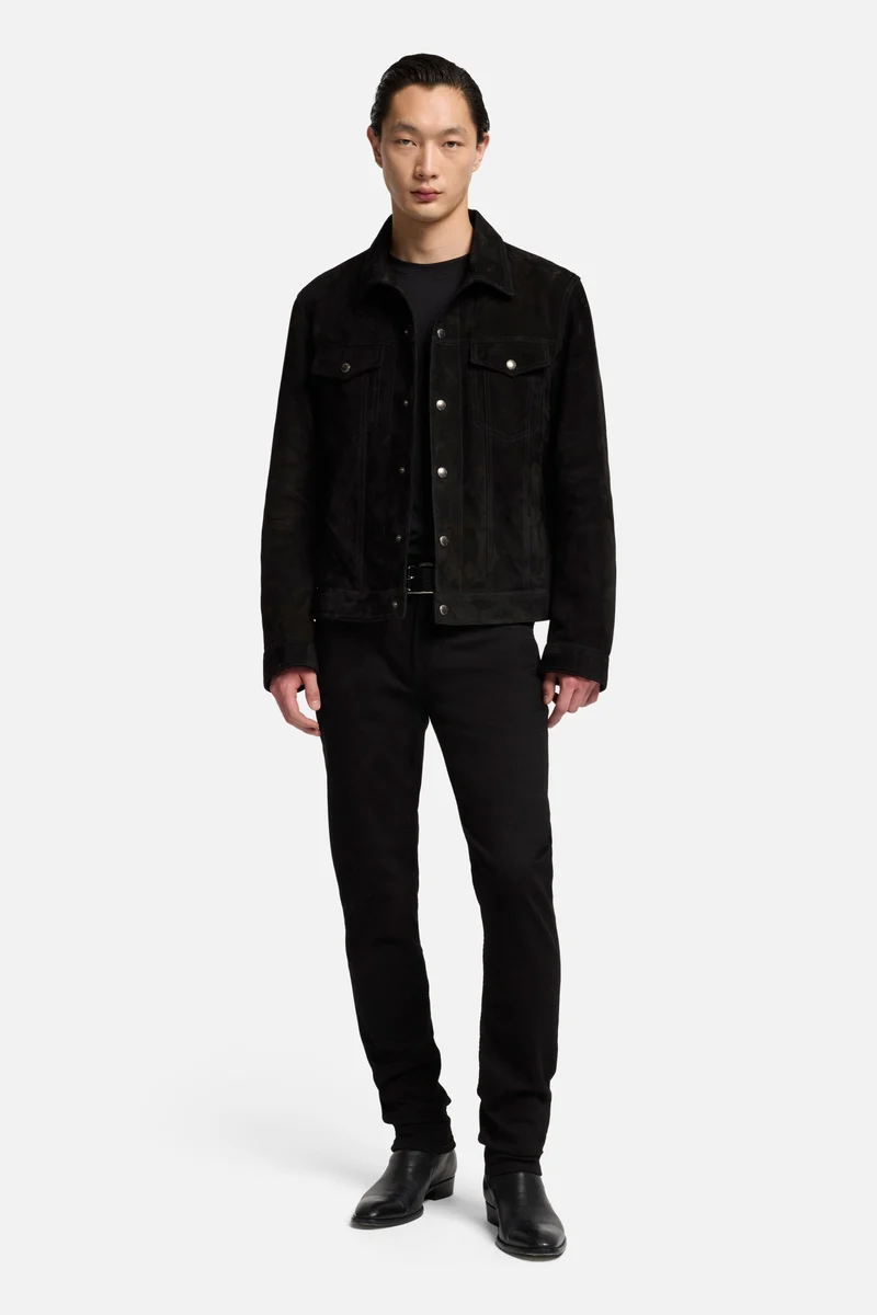 Suede Trucker Jacket In Black