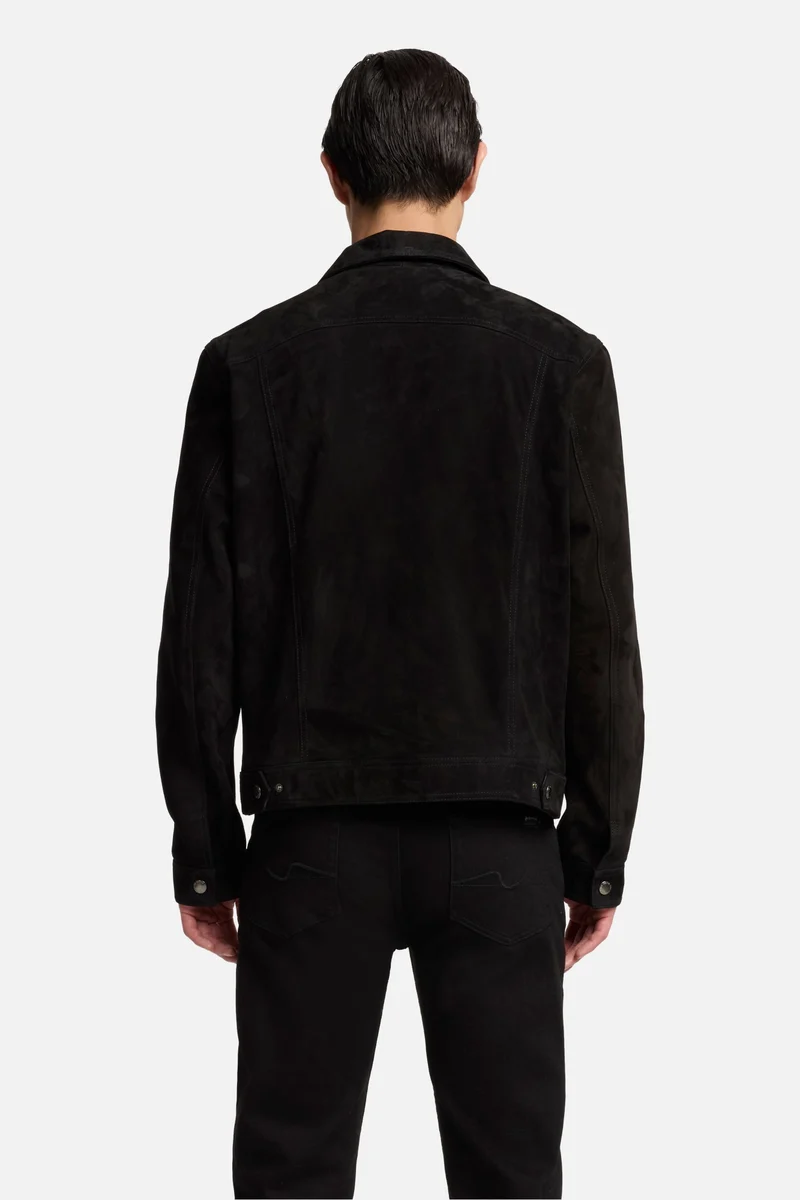 Suede Trucker Jacket In Black