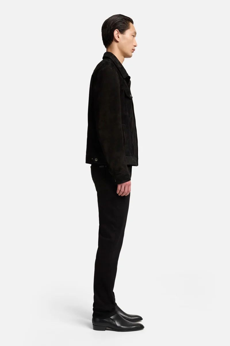 Suede Trucker Jacket In Black