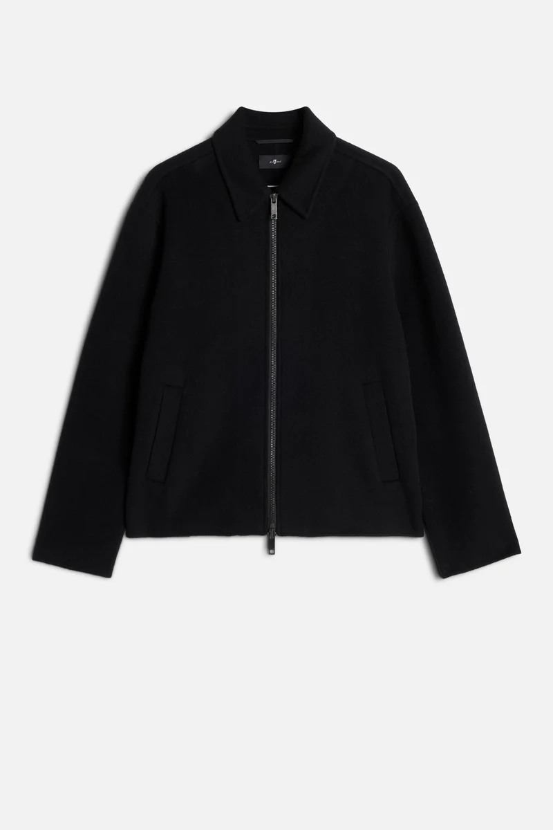 Wool Blouson Jacket In Black