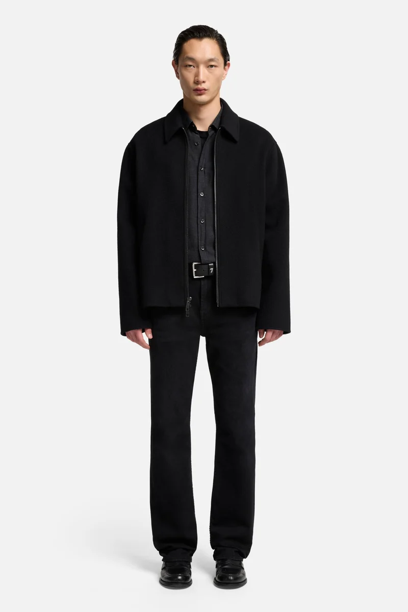 Wool Blouson Jacket In Black