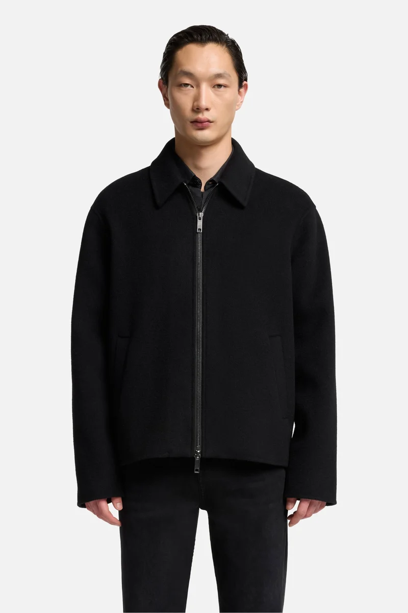 Wool Blouson Jacket In Black