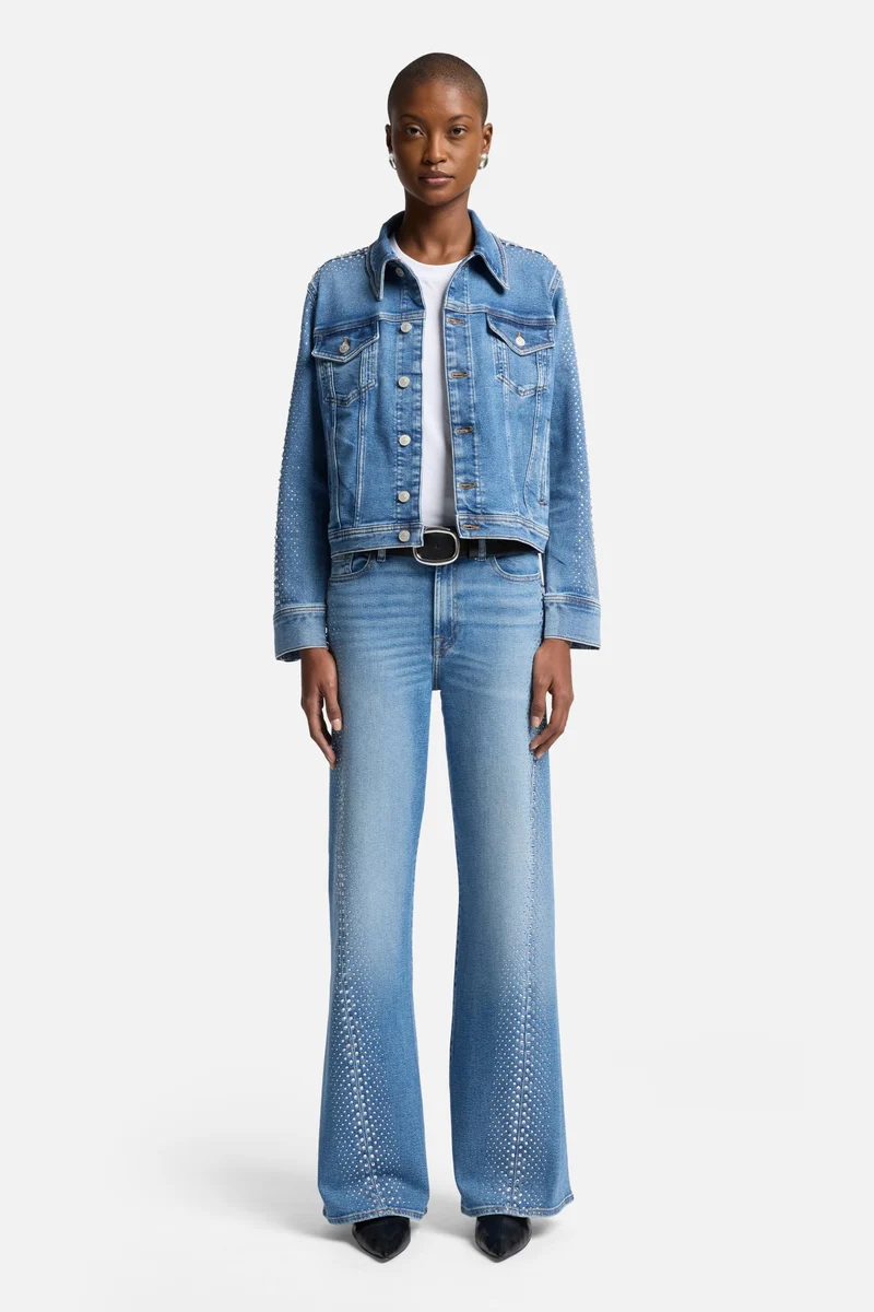 Luxe Vintage Adi Trucker Jacket in Love Soul