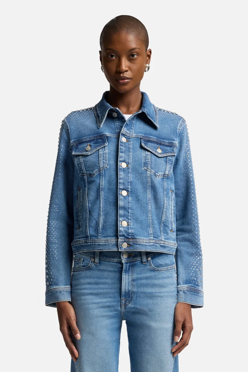 Luxe Vintage Adi Trucker Jacket in Love Soul