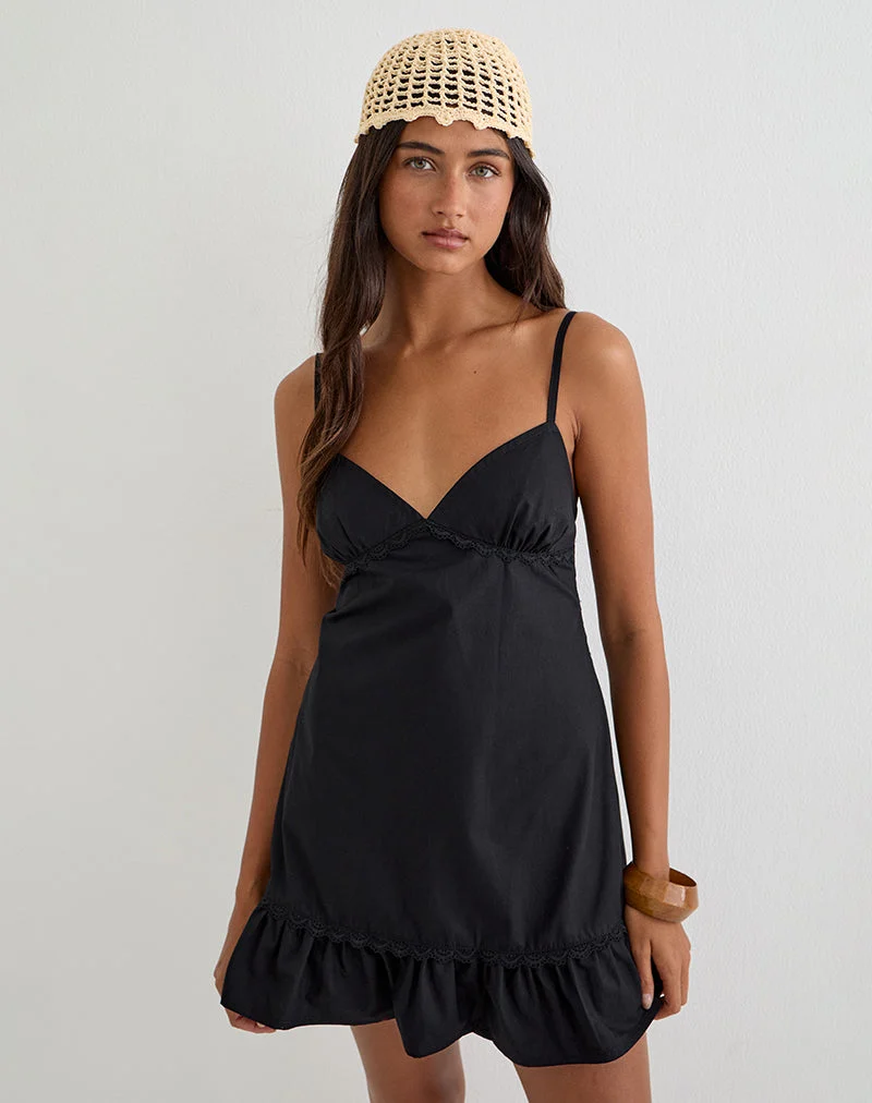 Tavita Minikleid aus Popeline, schwarz