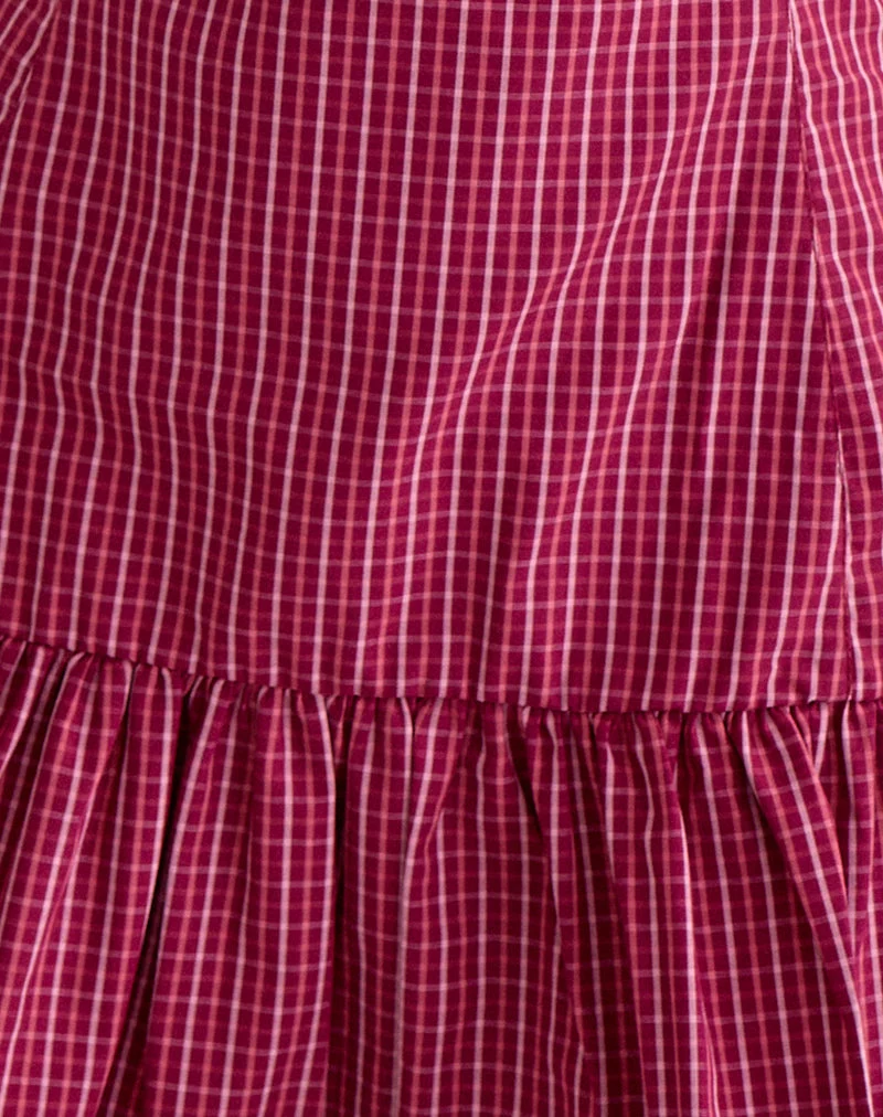 Maelah-Kleid im „Raspberry Shadow Check“-Muster