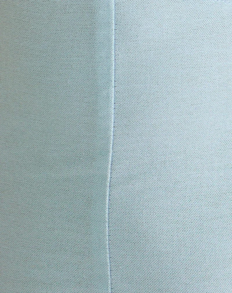 Ambra Scoop Minikleid aus Leinen in Stahlblau