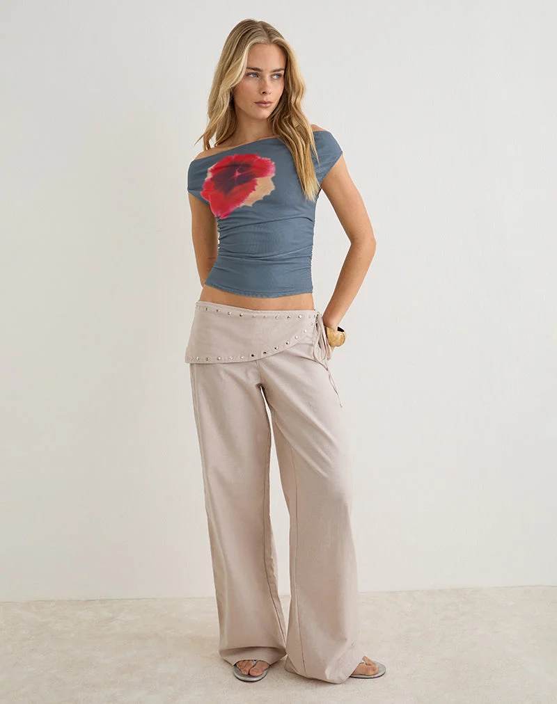 Doka-Hose aus Stone Linen mit Nietenbesatz