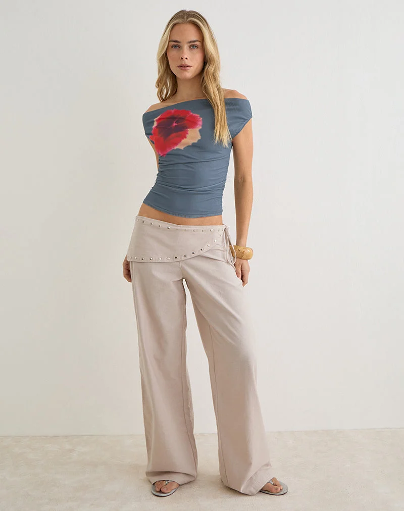 Doka-Hose aus Stone Linen mit Nietenbesatz