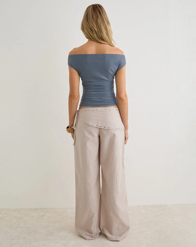 Doka-Hose aus Stone Linen mit Nietenbesatz