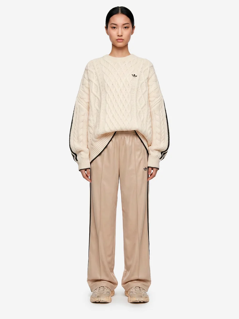 Pantaloni loose 'Firebird' beige con stripes nere