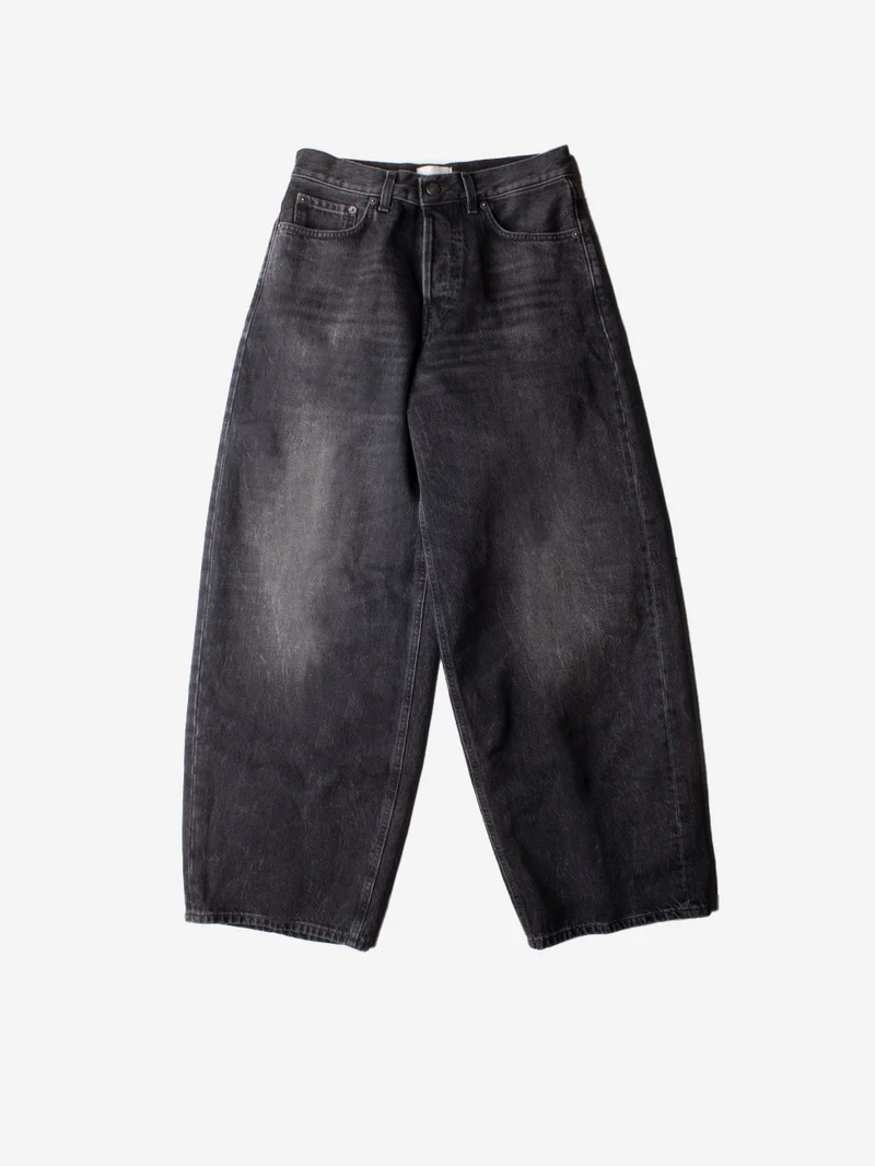 Jeans 'Bethany' neri cropped a gamba ampia