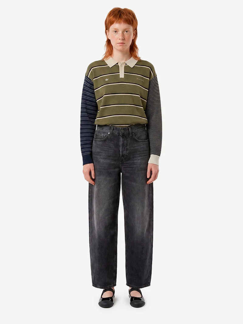 Jeans 'Bethany' neri cropped a gamba ampia