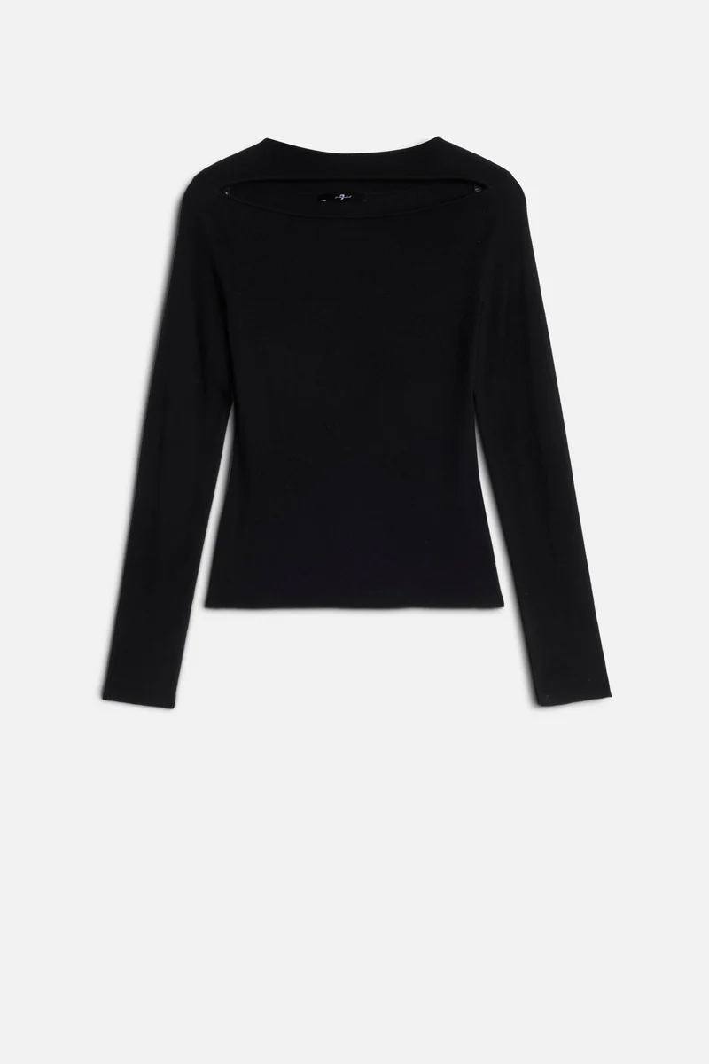 Cashmere Blend Cutout Sweater in Black
